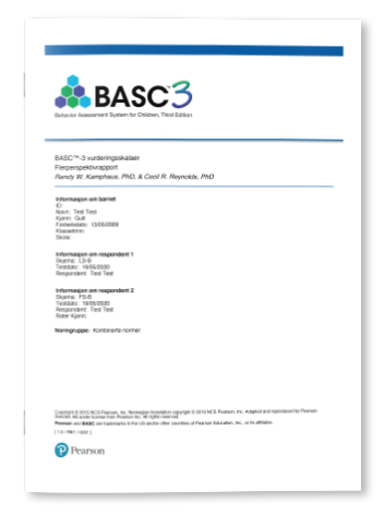 Eksempel BASC-3 Flerperspektivrapport