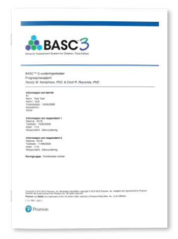 Eksempel BASC-3 Progresjonsrapport