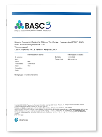Eksempel BASC-3 Resultatrapport