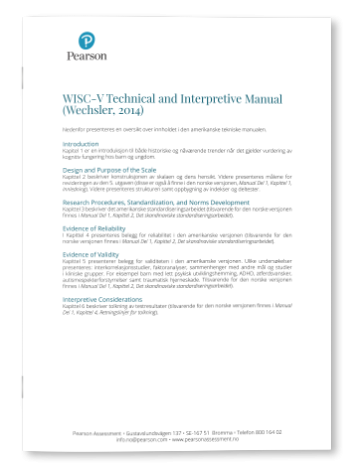 Oversikt over den amerikanske WISC-V Technical and Interpretive Manual