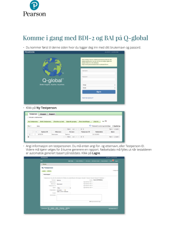 Komme i gang med BDI-2 og BAI påQ-global