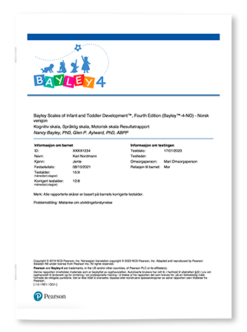 Eksempel på Bayley-4 resultatrapport